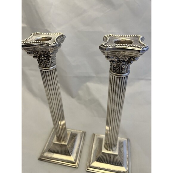 F.B. Rogers Silver Company Silver Plate Candlestick Pair Corinthian Columns VTG - Picture 3 of 11